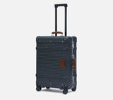 Midnight Blue rolling luggage featuring a smooth telescopic handle, making this trolley suitcase easy to maneuver in airports.