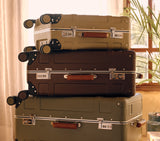 Cacao brown 28 inch check-in suitcase hardshell spinner with aluminum frame TSA lock for business travel professionals