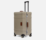 Wingman trunk suitcase with extended handle. A premium spinner suitcase and trunk luggage for business travel professionals