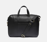 Hudson Leather Briefcase Laptop Bag with Adjustable Crossbody Strap and Dual Zipper Compartments