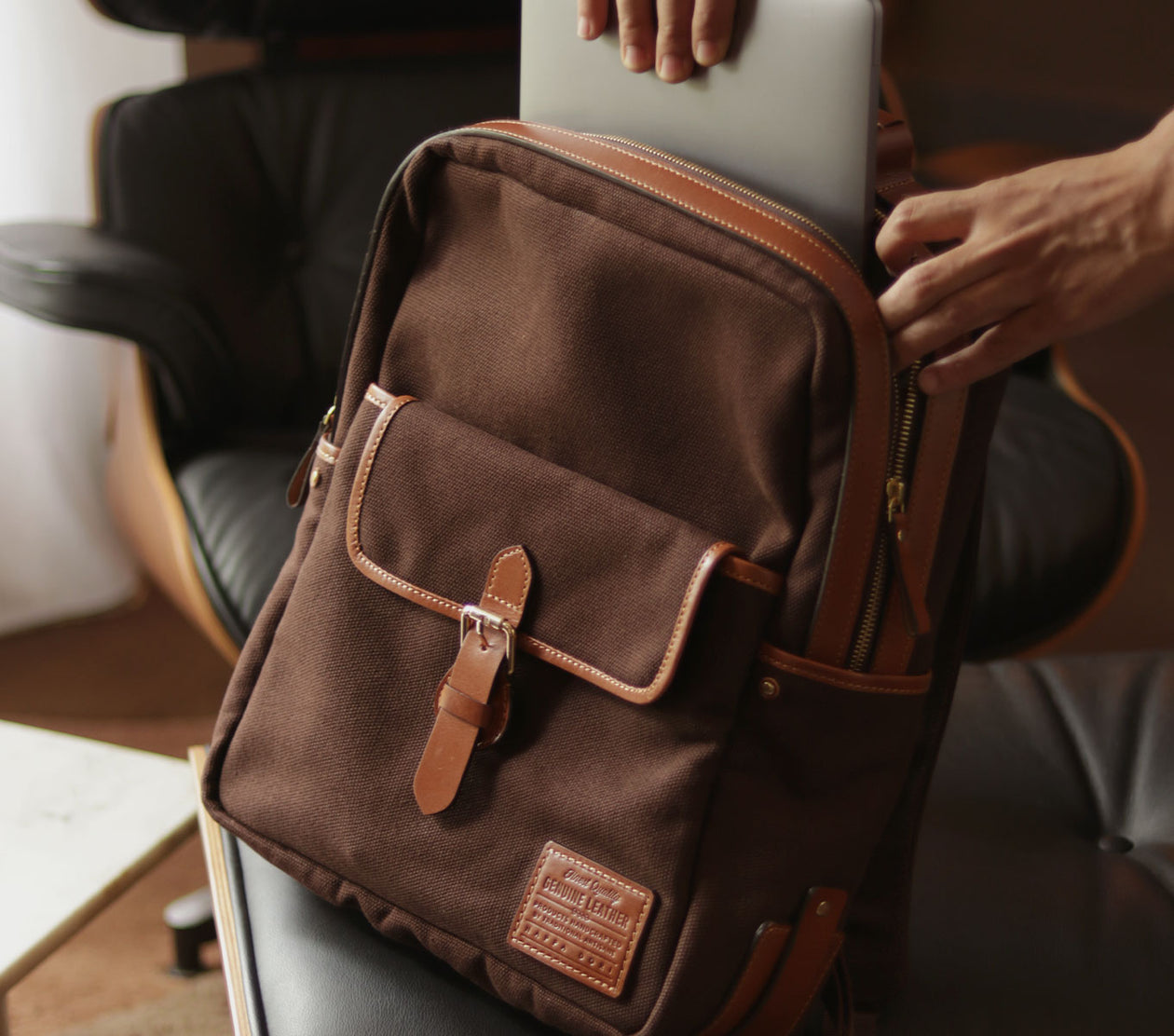 canvas leather backpack online india Buy Garrod