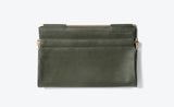 Nappa Dori Muse Clutch Large in textured olive green leather with gold hardware details, an ideal luxury Valentine's Day gift for her