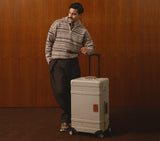 Wingman Trunk Check - in Bag | Luggage Bag & Suitcase with Telescopic Handle and Spinner Wheels in Cacao Brown.