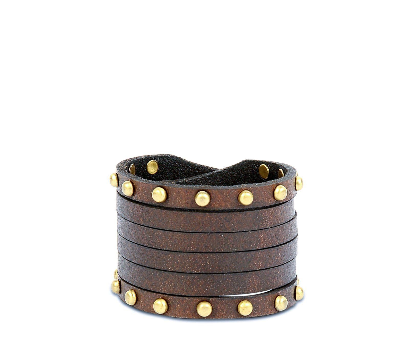 Vintage Punk Wide Cuff Adjustable Leather Bracelet  Black or Brown  Wow  Jewellery Online
